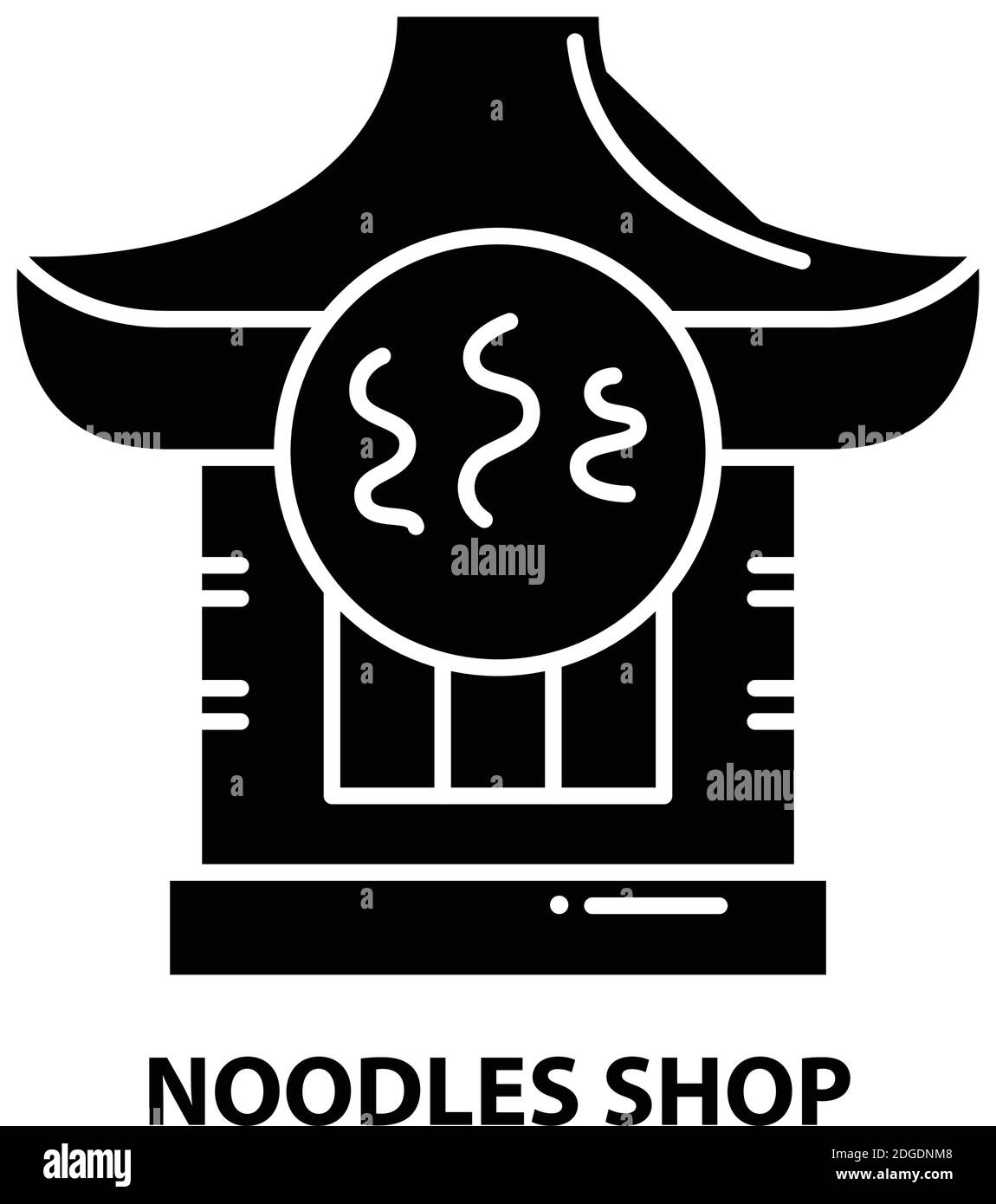 Noodles Shop Symbol, schwarz Vektor-Zeichen mit editierbaren Striche, Konzept Illustration Stock Vektor