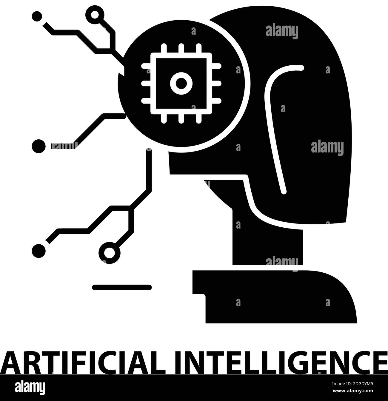 Künstliche Intelligenz Symbol, schwarzes Vektorzeichen mit editierbaren Striche, Konzept Illustration Stock Vektor