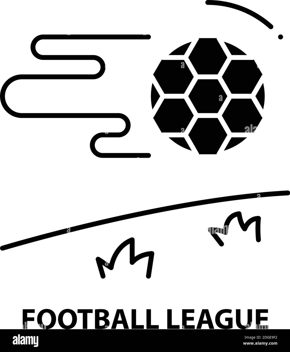 Fußball-Liga-Symbol, schwarzes Vektor-Zeichen mit editierbaren Striche, Konzept Illustration Stock Vektor
