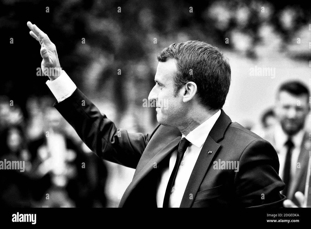 Der französische Präsident Emmanuel Macron am 10. Juni 2017 in Limoges, Frankreich. Foto von Lionel Hahn/ABACAPRESS.com. Stockfoto