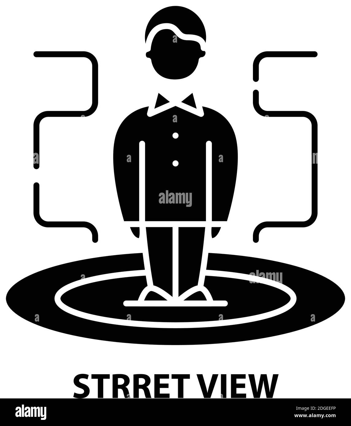 Symbol für die Strret-Ansicht, schwarzes Vektorzeichen mit editierbaren Konturen, Konzeptdarstellung Stock Vektor