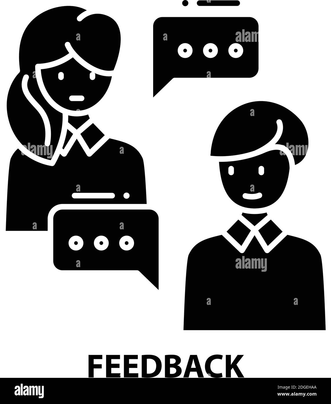 Feedback-Symbol, schwarzes Vektorzeichen mit editierbaren Konturen, Konzeptdarstellung Stock Vektor