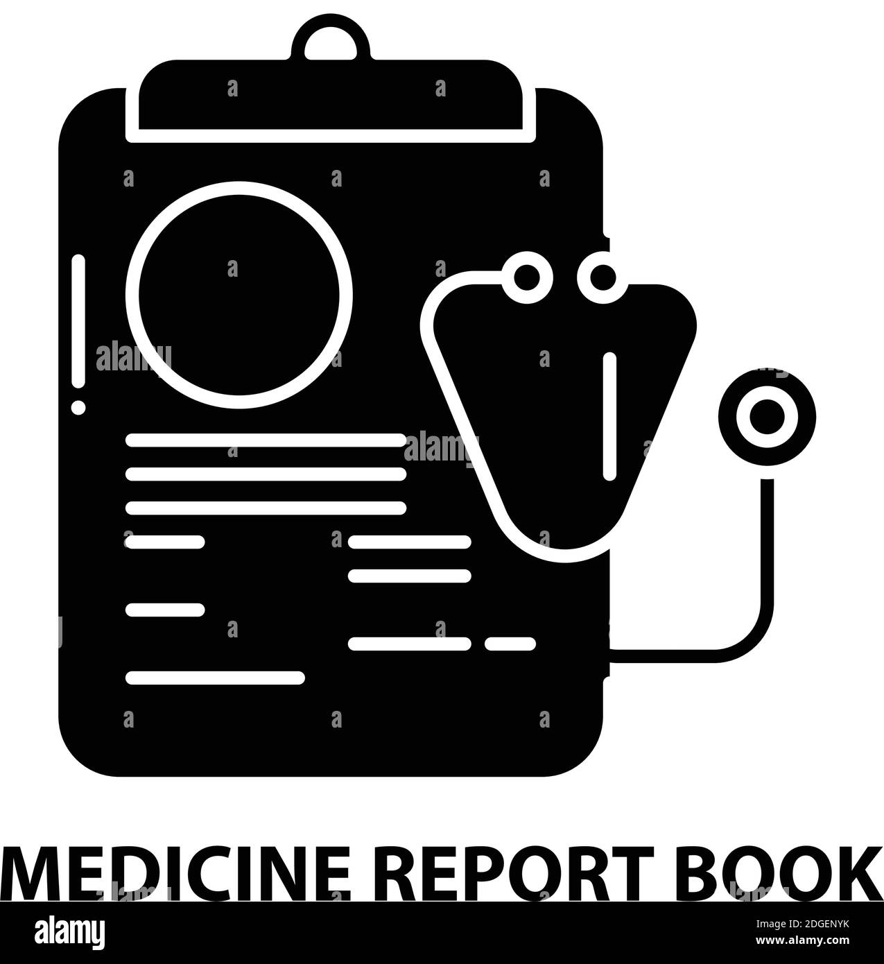 Medizin Bericht Buch Symbol, schwarzes Vektor-Zeichen mit editierbaren Striche, Konzept Illustration Stock Vektor