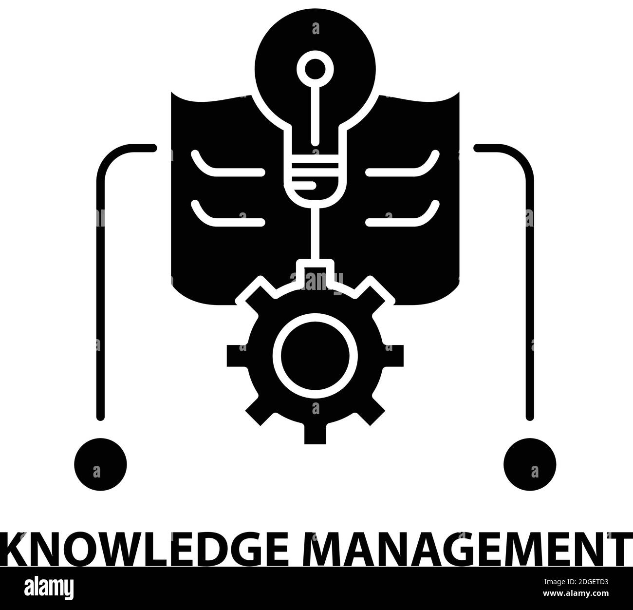 Wissensmanagement-Symbol, schwarzes Vektorzeichen mit editierbaren Konturen, Konzeptdarstellung Stock Vektor
