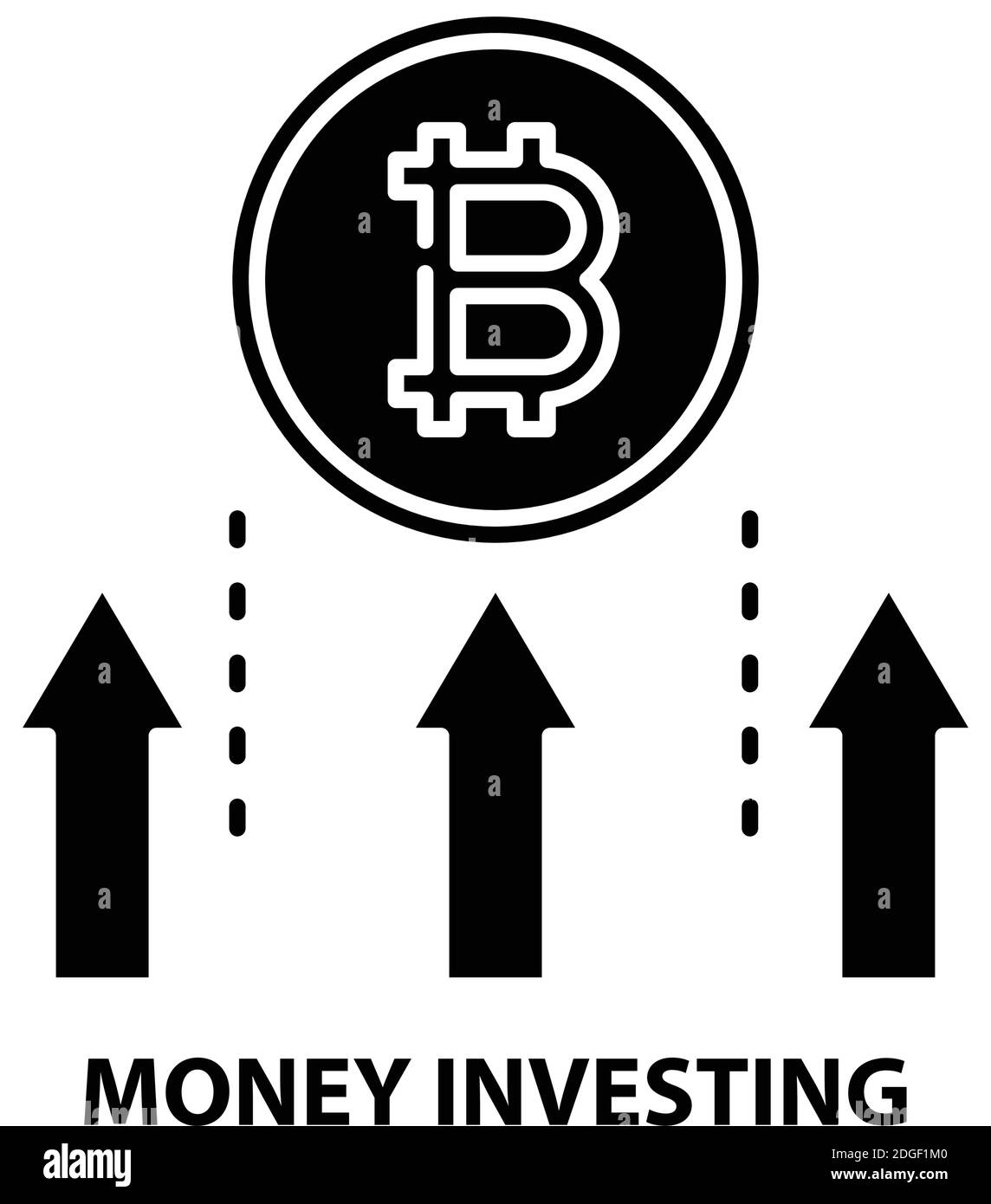Geld investieren Symbol, schwarz Vektor-Zeichen mit editierbaren Striche, Konzept Illustration Stock Vektor