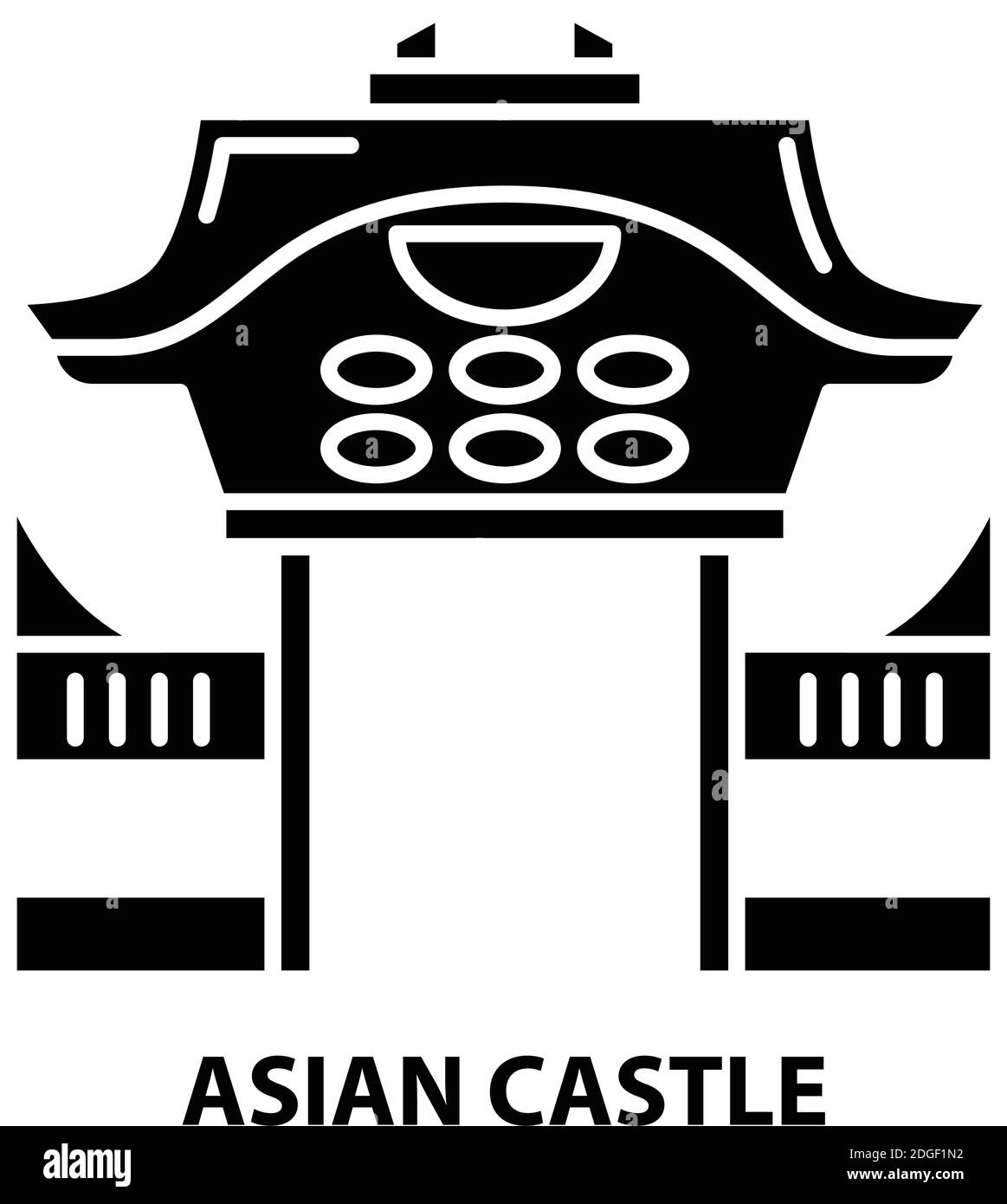 asiatische Schloss Symbol, schwarz Vektor-Zeichen mit editierbaren Striche, Konzept Illustration Stock Vektor
