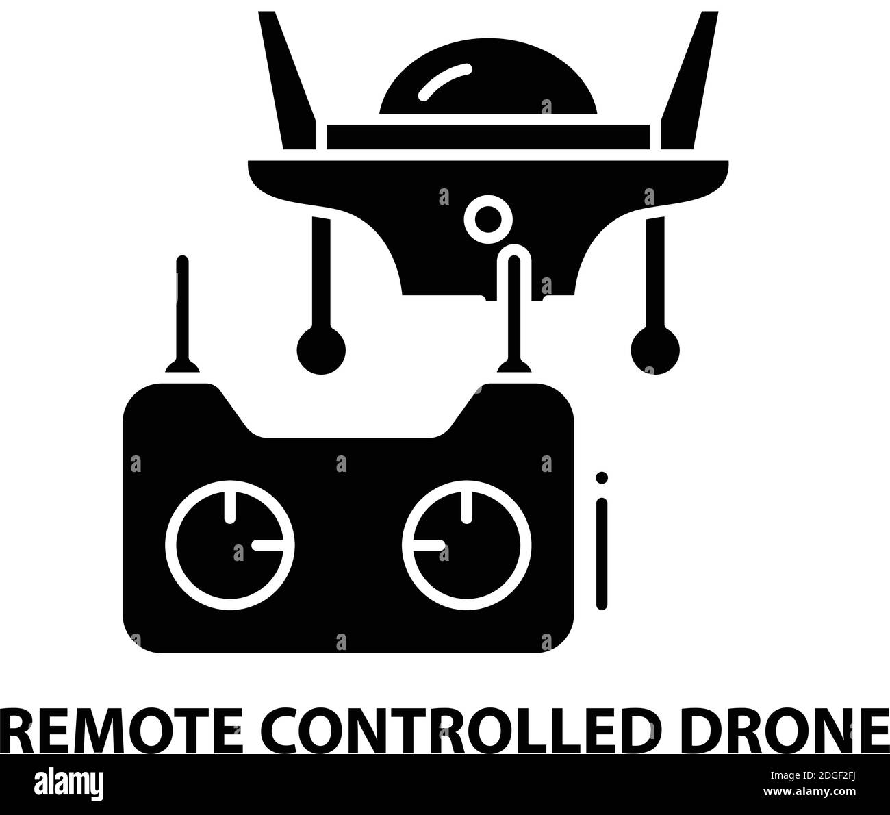 Ferngesteuertes Drohnen-Symbol, schwarzes Vektorzeichen mit editierbaren Striche, Konzeptdarstellung Stock Vektor