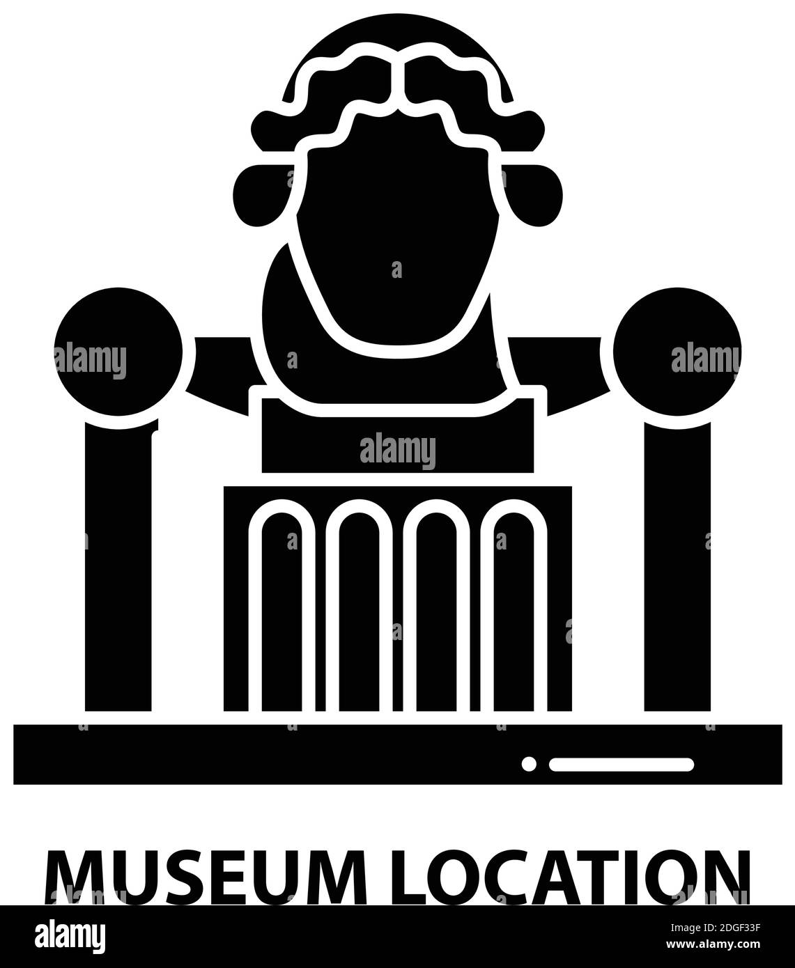 museum Standort-Symbol, schwarzes Vektor-Zeichen mit editierbaren Striche, Konzept Illustration Stock Vektor