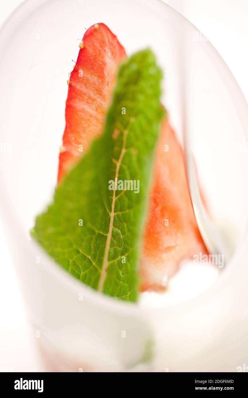 Erdbeereis Minze Sorbet Stockfoto