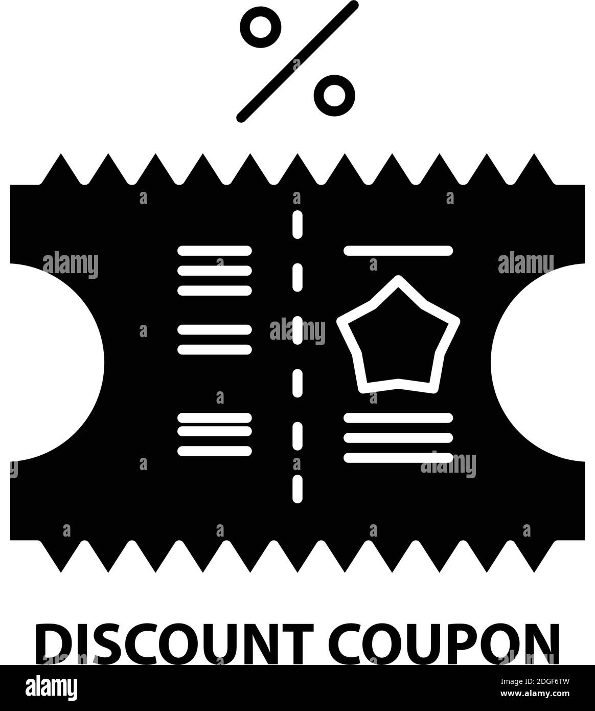 Rabattcoupon-Symbol, schwarzes Vektorzeichen mit editierbaren Striche, Konzeptdarstellung Stock Vektor