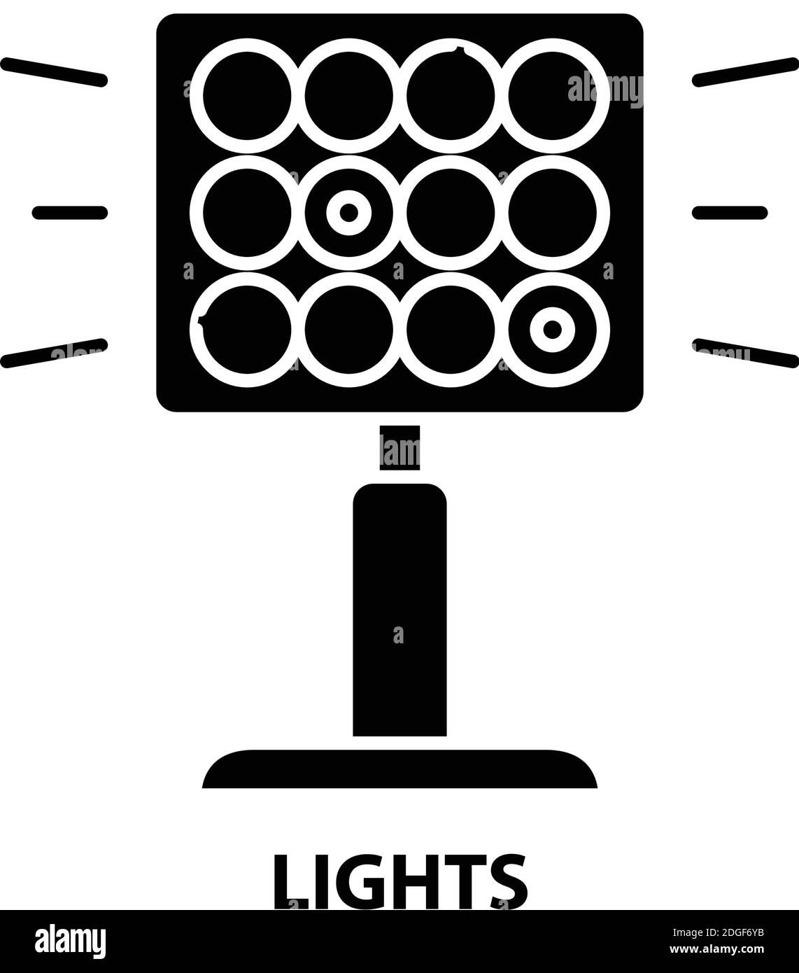 Lichtersymbol, schwarzes Vektorzeichen mit bearbeitbaren Konturen, Konzeptdarstellung Stock Vektor