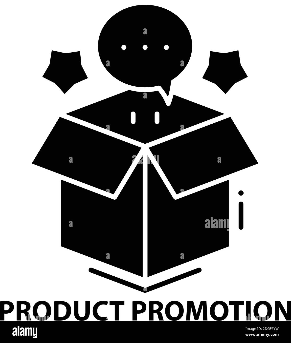 Produktpromotionssymbol, schwarzes Vektorzeichen mit editierbaren Striche, Konzeptdarstellung Stock Vektor
