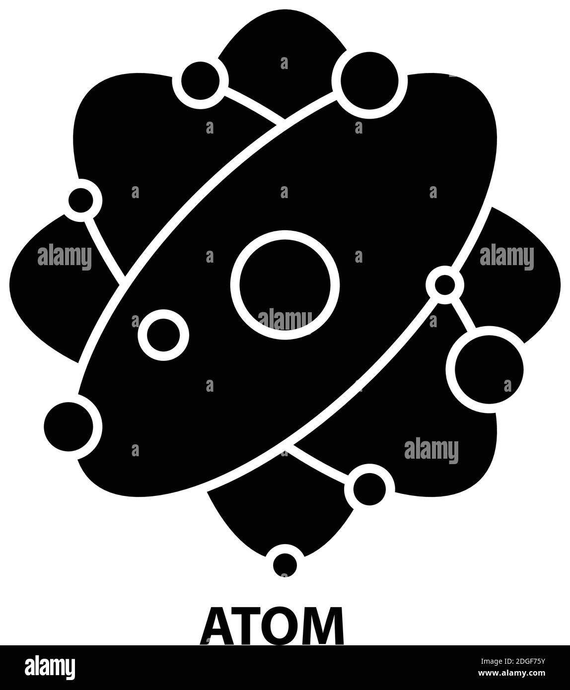 Atom-Symbol, schwarzes Vektorzeichen mit editierbaren Konturen, Konzeptdarstellung Stock Vektor