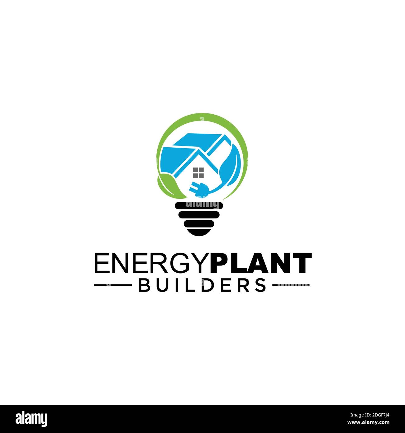Eco House Logo-Vorlage. Grünes Haus Design.Blattform mit Elektrostecker. Stock Vektor
