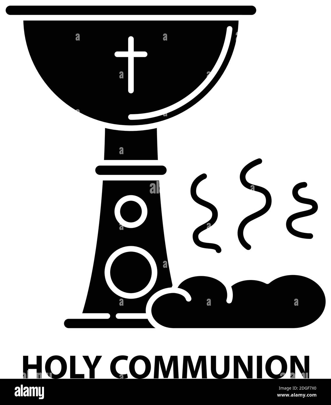 heilige Kommunion Symbol, schwarz Vektor-Zeichen mit editierbaren Striche, Konzept Illustration Stock Vektor