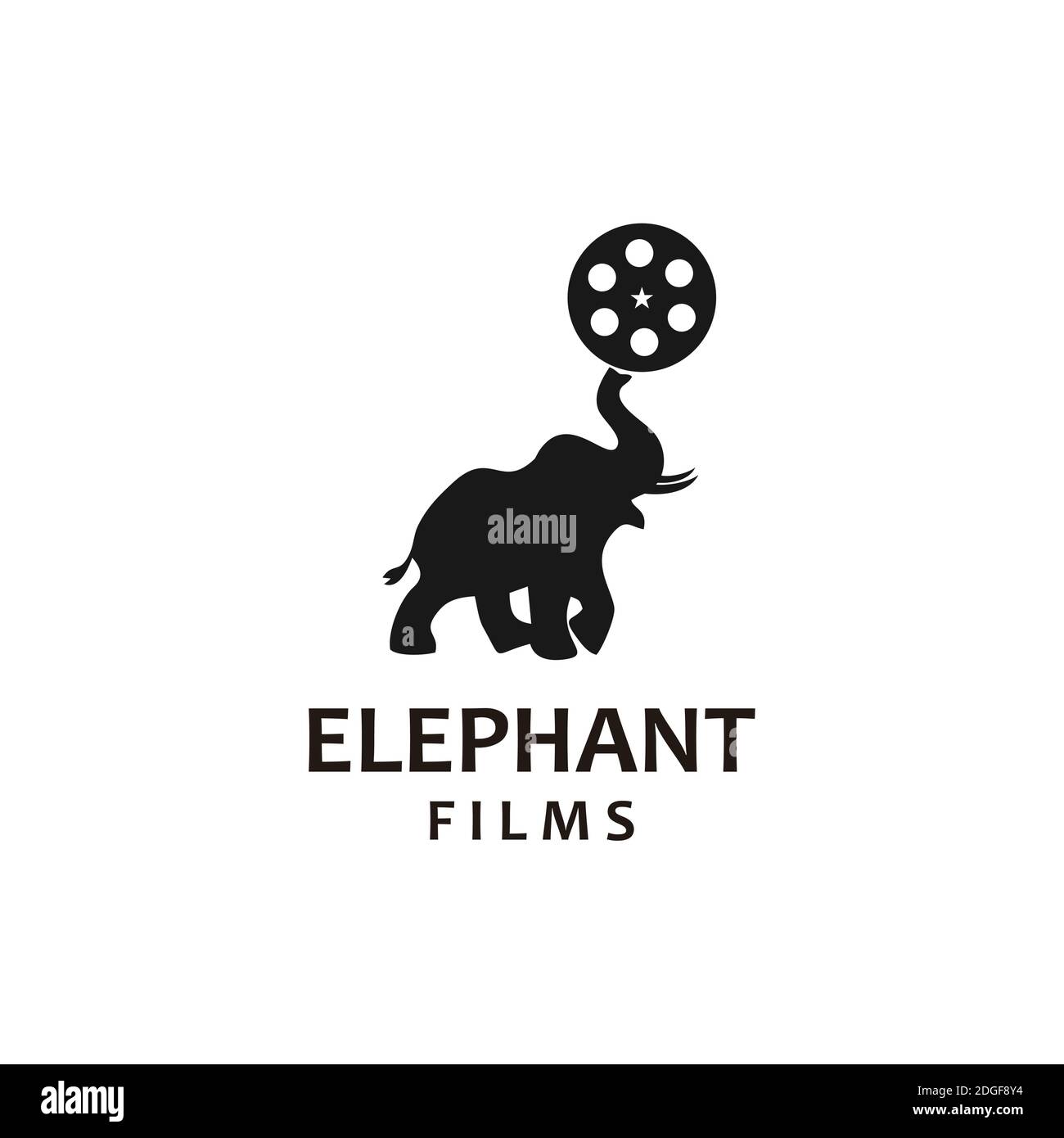 Elefant Kino Logo Vorlage. Film Produktion Logo, Tier-Film-Kamera Logo-Vorlage Stock Vektor