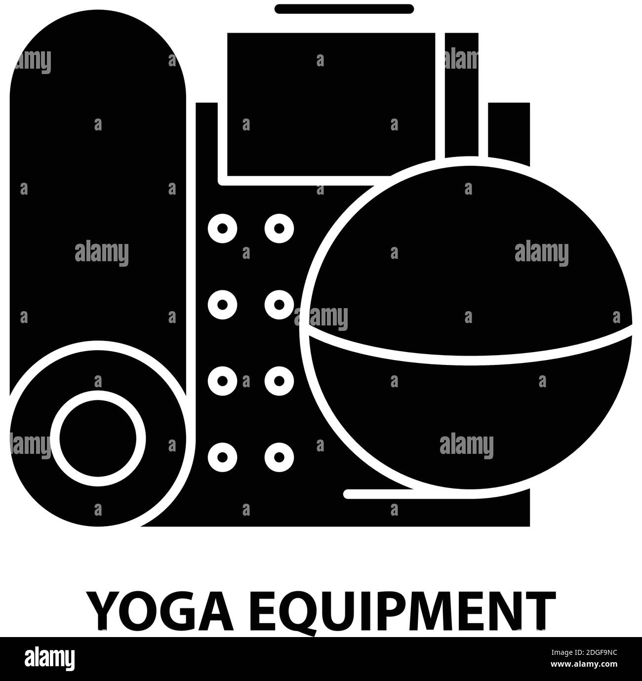 Yoga-Geräte-Symbol, schwarzes Vektorzeichen mit editierbaren Striche, Konzeptdarstellung Stock Vektor