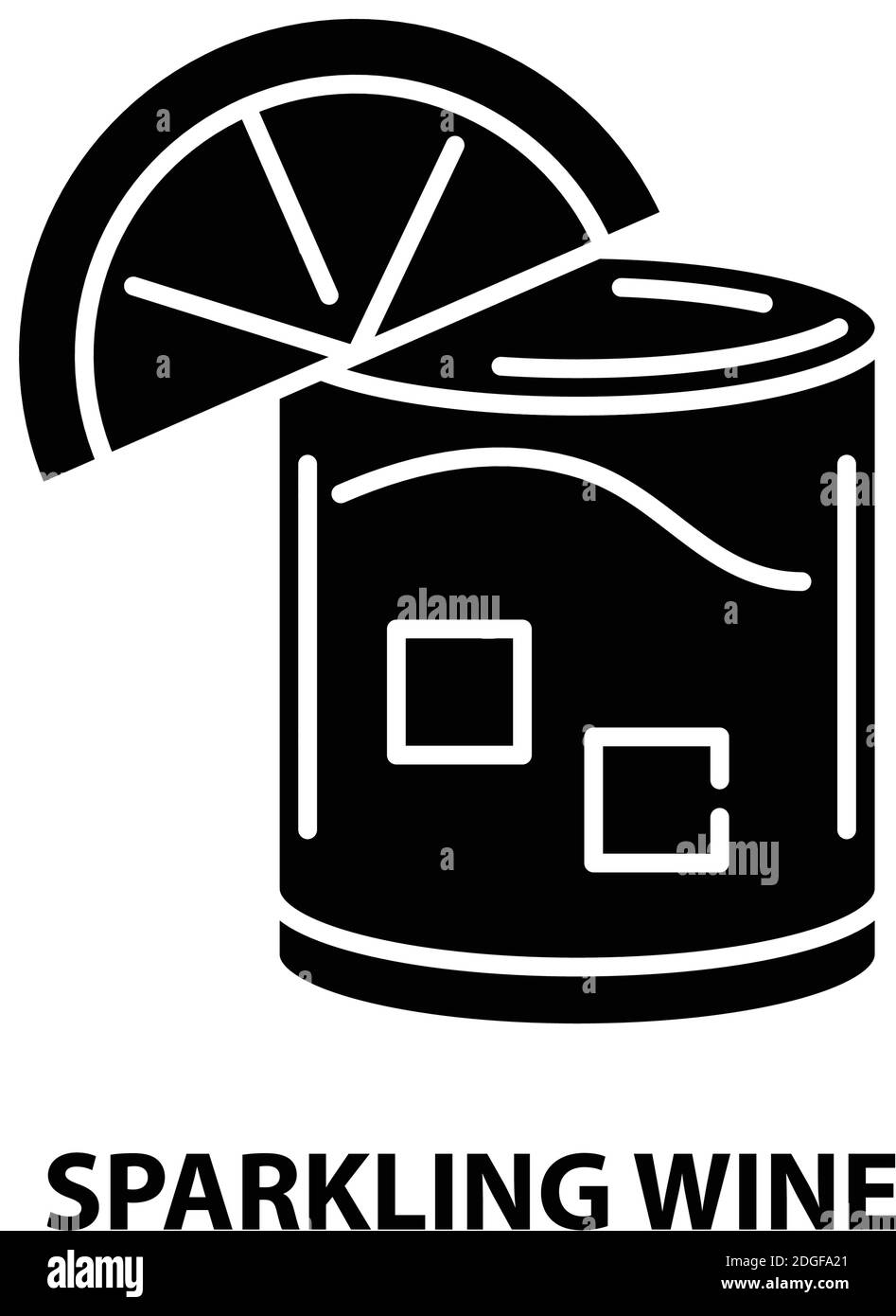 Sekt-Symbol, schwarzes Vektorzeichen mit editierbaren Striche, Konzeptdarstellung Stock Vektor