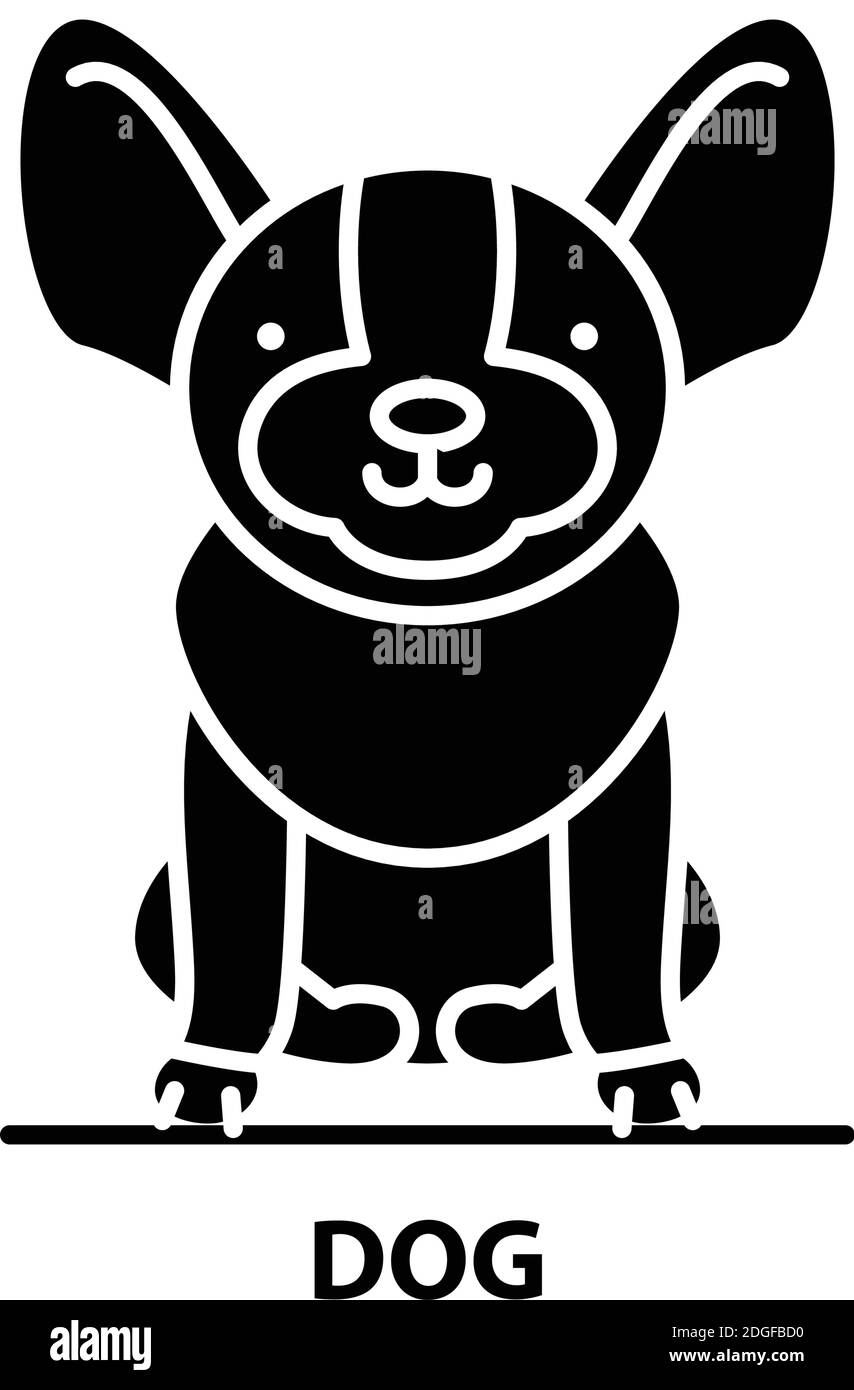 Hundesymbol, schwarzes Vektorzeichen mit editierbaren Konturen, Konzeptdarstellung Stock Vektor