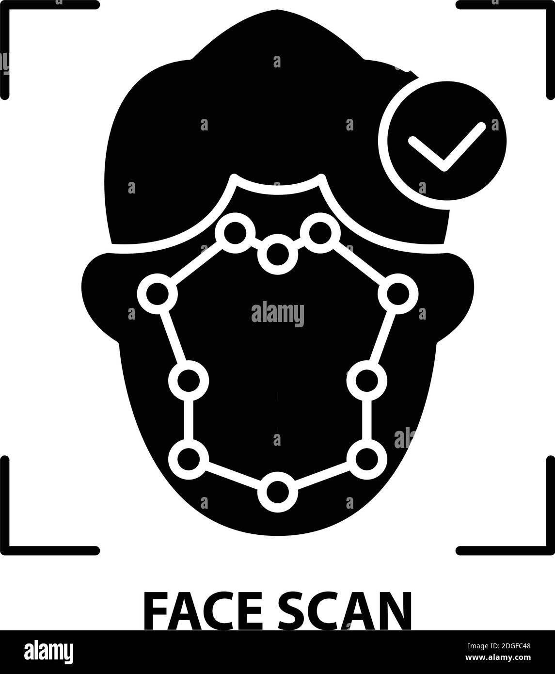 Face Scan Symbol, schwarzes Vektorzeichen mit editierbaren Konturen, Konzeptdarstellung Stock Vektor
