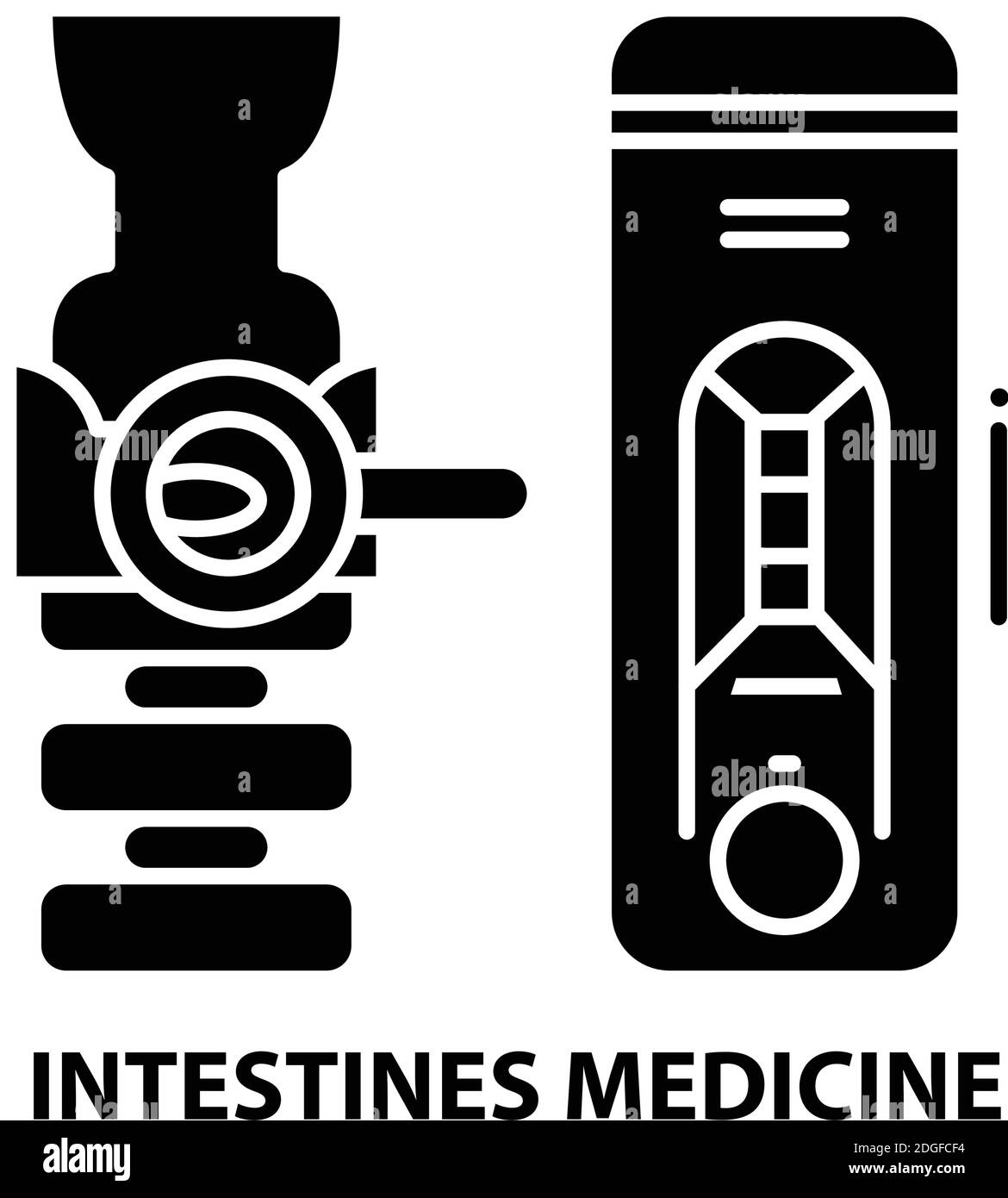 Darm Medizin Symbol, schwarzes Vektor-Zeichen mit editierbaren Striche, Konzept Illustration Stock Vektor