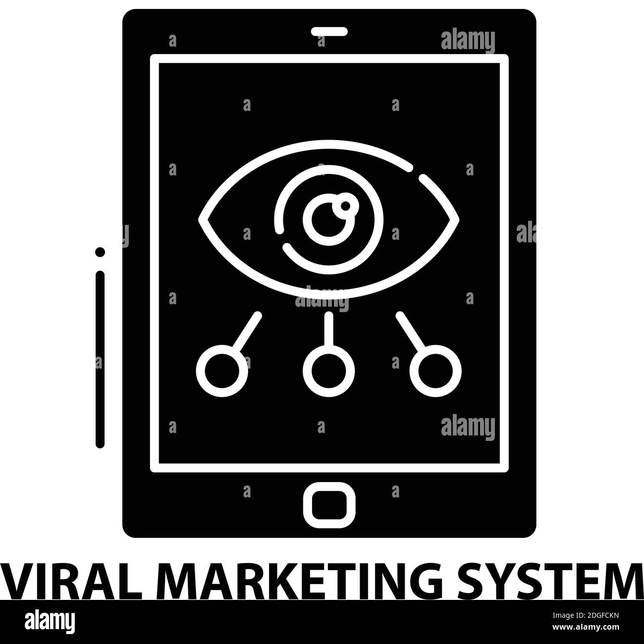 Virales Marketing-System-Symbol, schwarzes Vektorzeichen mit editierbaren Striche, Konzeptdarstellung Stock Vektor
