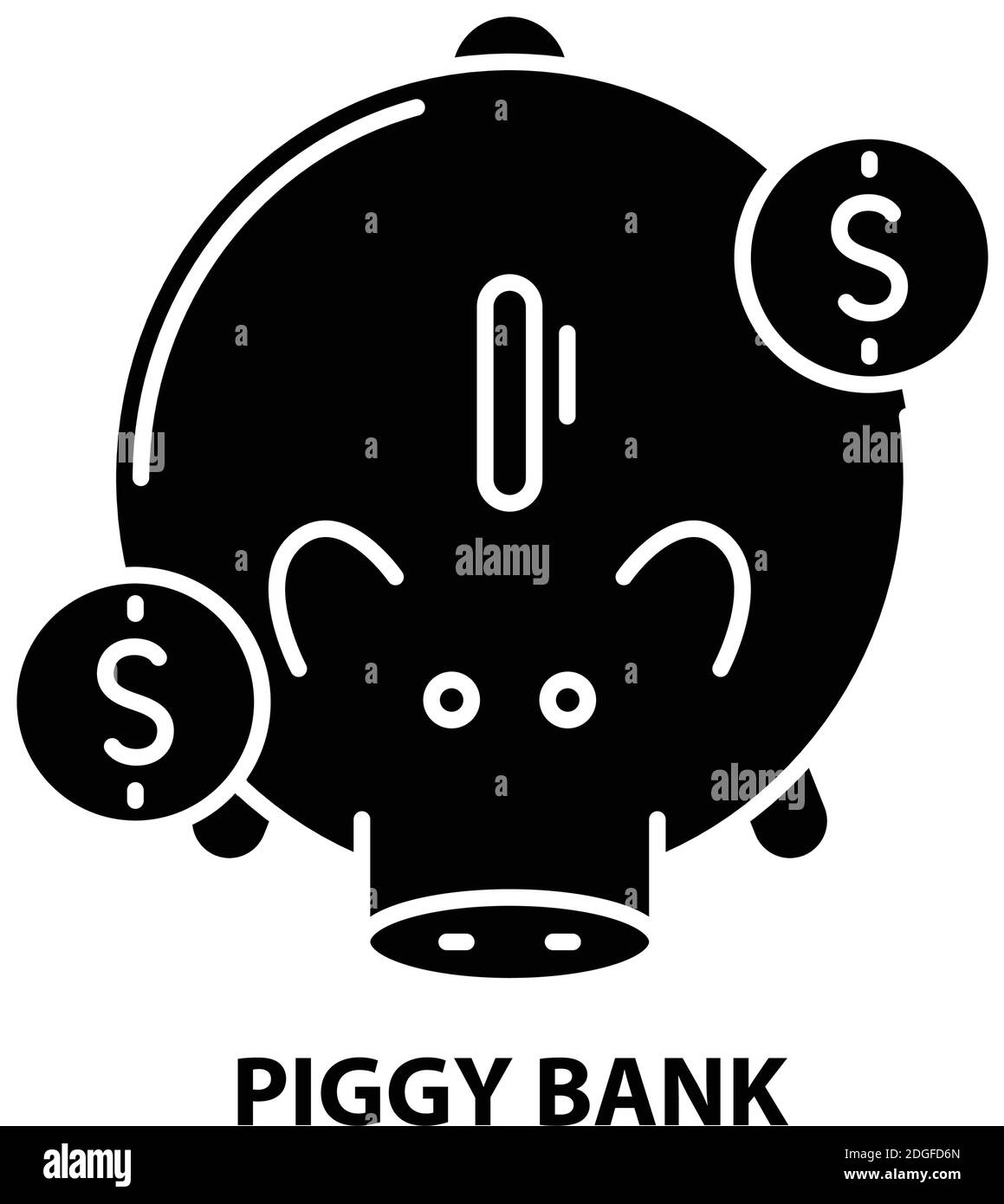 Sparschwein-Symbol, schwarzes Vektorzeichen mit editierbaren Striche, Konzeptdarstellung Stock Vektor