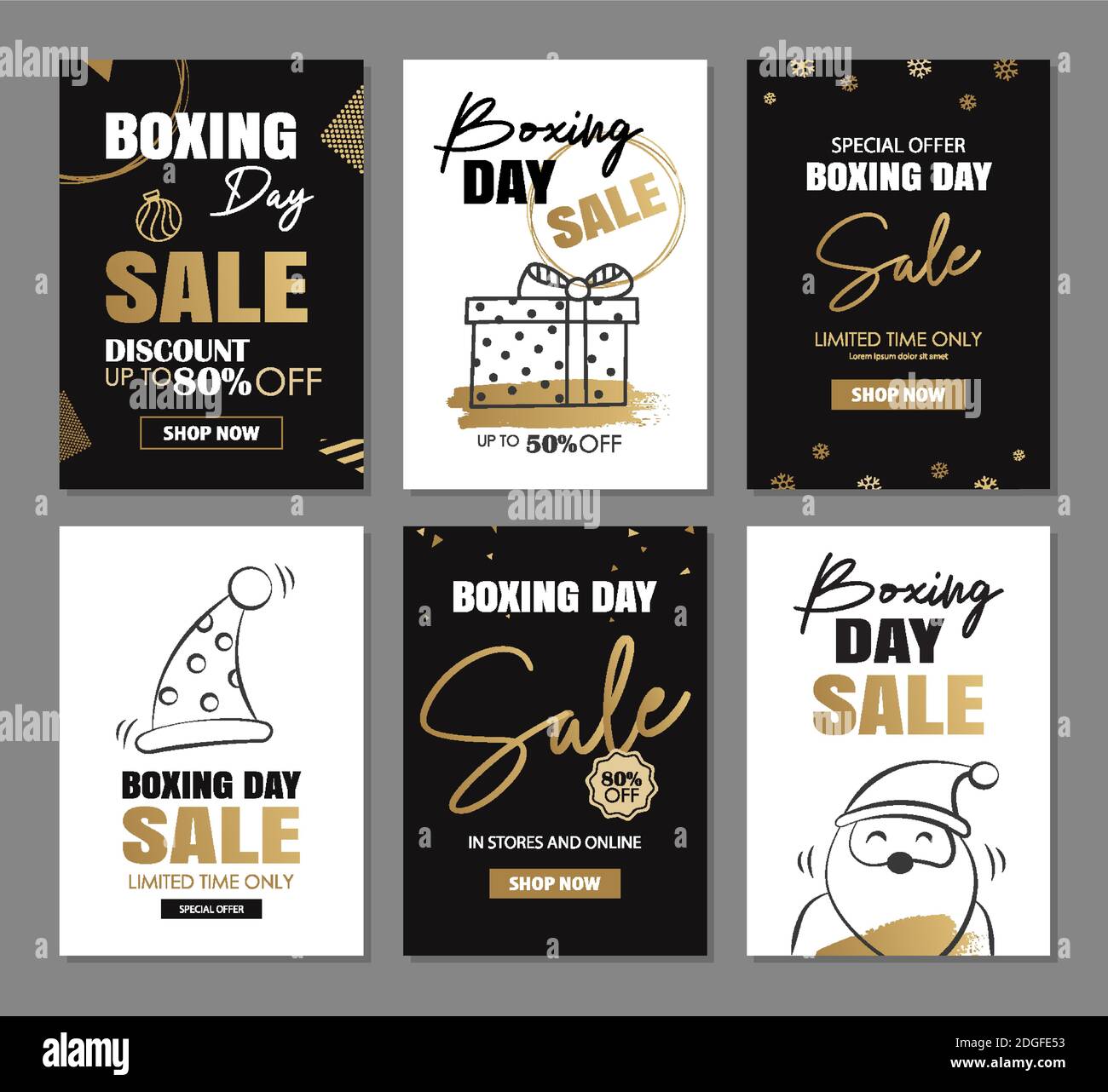 Boxing Day Verkauf Banner Design mit Gold Luxus Dekoration Vorlagen. Für Flyer, Anzeigen, Poster, Tags, Banner. Stock Vektor