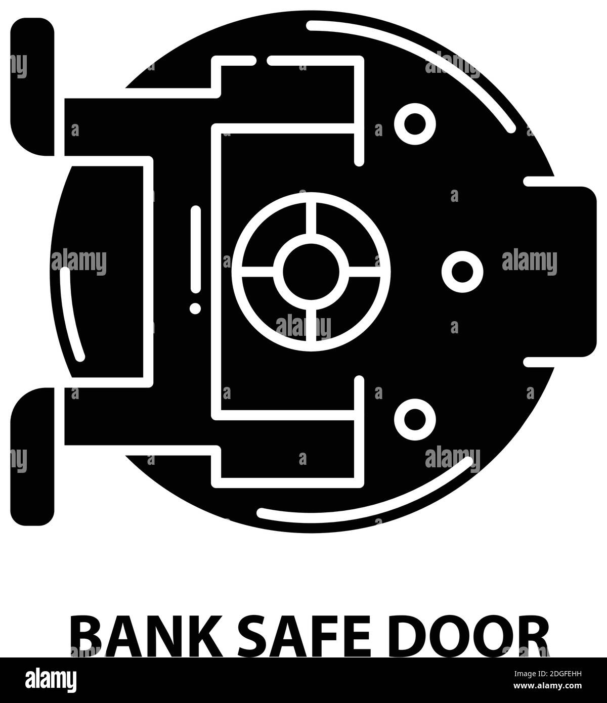 banksafe-Türsymbol, schwarzes Vektorzeichen mit bearbeitbaren Striche, Konzeptdarstellung Stock Vektor