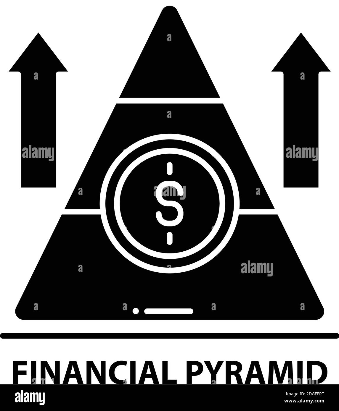 Finanzpyramide-Symbol, schwarzes Vektorzeichen mit editierbaren Striche, Konzeptdarstellung Stock Vektor