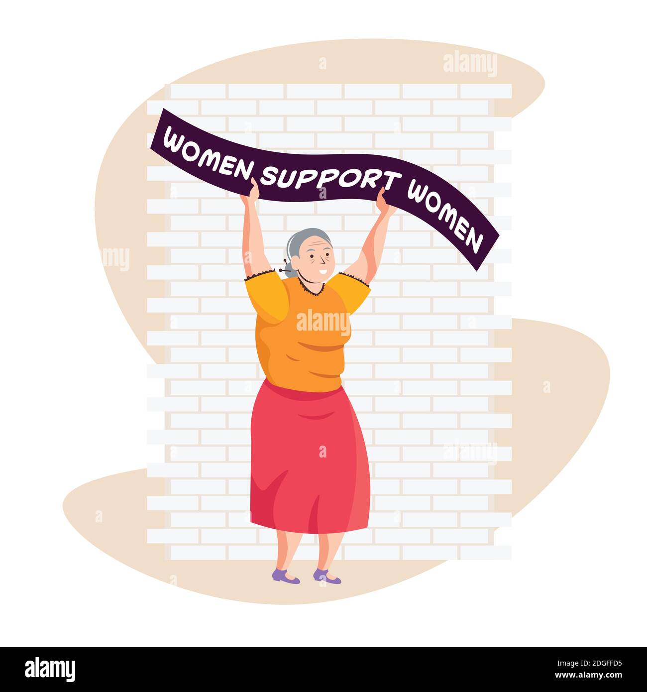 Reife Frau Aktivistin mit Plakat weibliche Empowerment Bewegung Frauen macht Konzept Vektordarstellung in voller Länge Stock Vektor