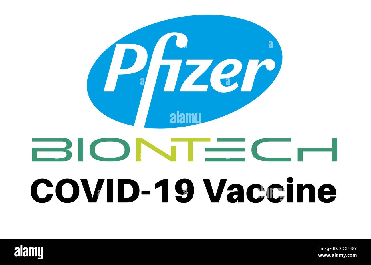 Pfizer BioNTech-Impfstoff für die Verwendung auf weißem Hintergrund zugelassen Stock Vektor