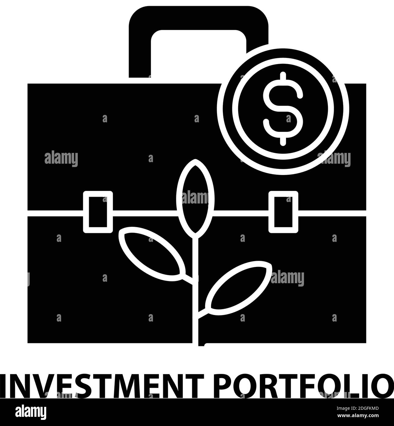 Anlageportfolio-Symbol, schwarzes Vektorzeichen mit editierbaren Striche, Konzeptdarstellung Stock Vektor