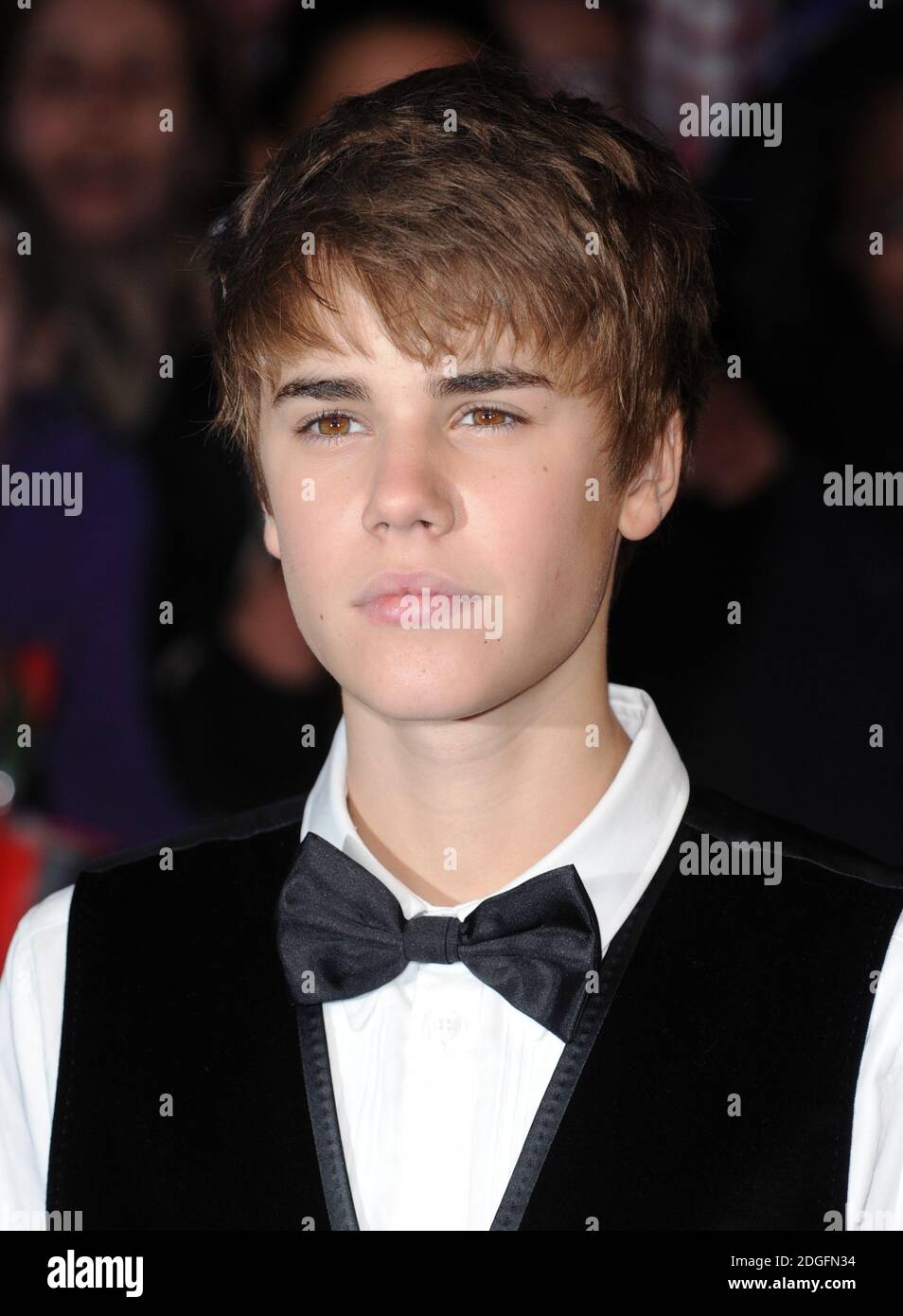 Justin Bieber bei der Europa-Premiere seines Films Never Say Never, The O2 Arena, London. Stockfoto