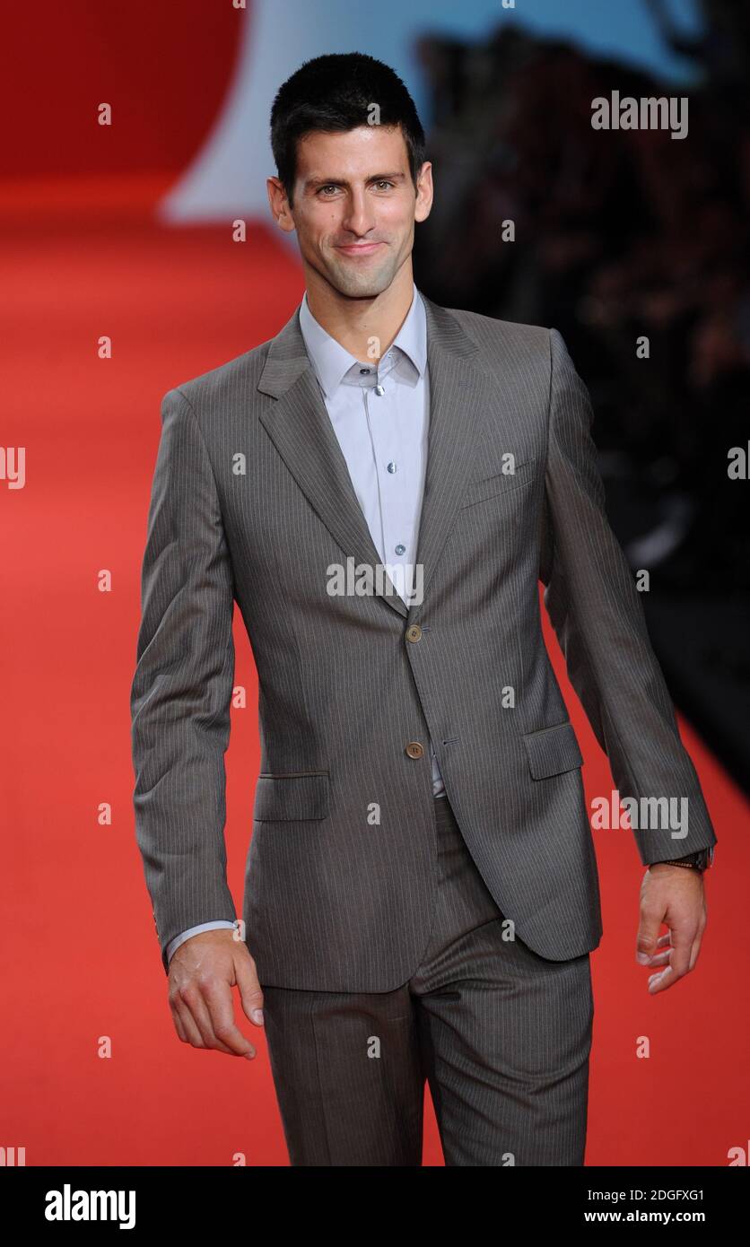 Novak Djokovic auf dem Laufsteg auf der Fashion for Relief Show in Cannes. Teil der 64. Filmfestspiele von Cannes. Stockfoto