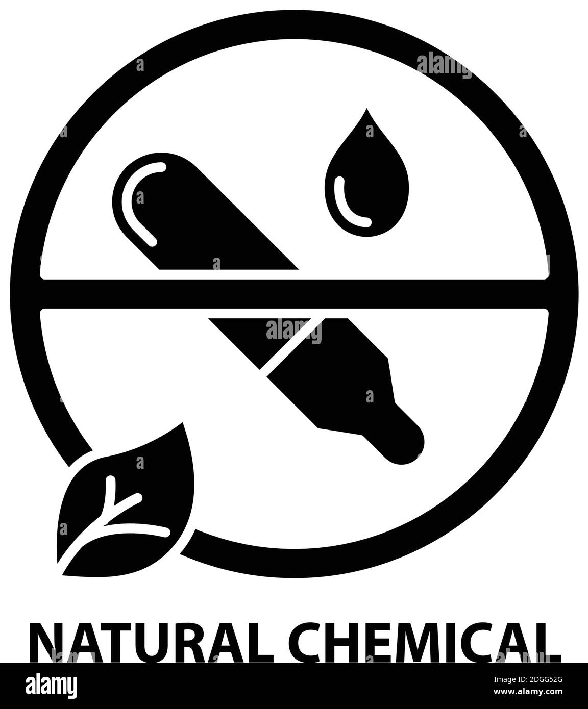 Natürliches chemisches Symbol, schwarzes Vektorzeichen mit editierbaren Konturen, Konzeptdarstellung Stock Vektor