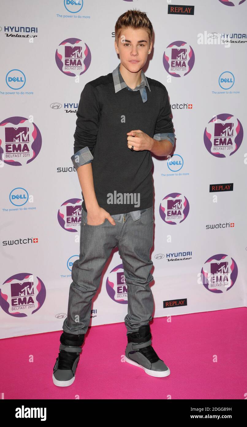 Justin Bieber bei den MTV European Music Awards 2011, The Odyssey Arena, Belfast. Stockfoto