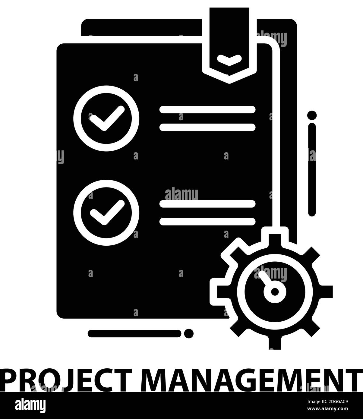 Projektmanagement-Symbol, schwarzes Vektorzeichen mit editierbaren Konturen, Konzeptdarstellung Stock Vektor