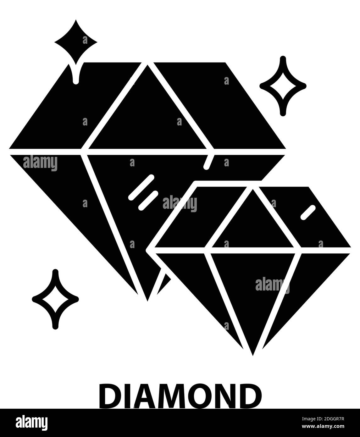 Diamant-Symbol, schwarzes Vektorzeichen mit editierbaren Konturen, Konzeptdarstellung Stock Vektor