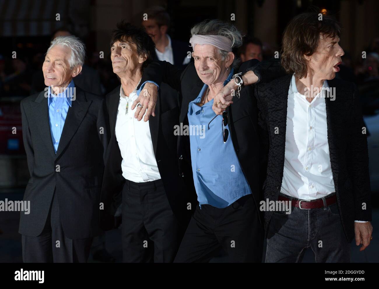 Die Rolling Stones, Charlie Watts, Ronnie Wood, Keith Richards und Mick Jagger bei der 56. Gala des BFI London Film Festival von Crossfire Hurricanes, Odeon Cinema, Leicester Square, London. Stockfoto