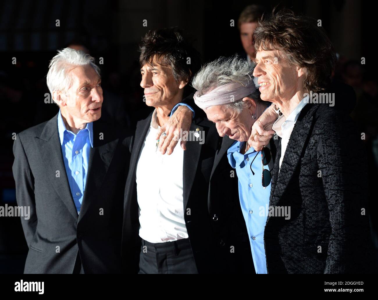 Die Rolling Stones, Charlie Watts, Ronnie Wood, Keith Richards und Mick Jagger bei der 56. Gala des BFI London Film Festival von Crossfire Hurricanes, Odeon Cinema, Leicester Square, London. Stockfoto