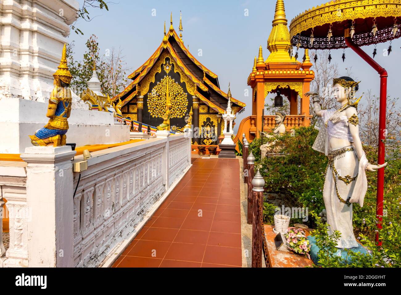 Wat Phra That Doi Phra Chan auf der Spitze Ein Berg Stockfoto