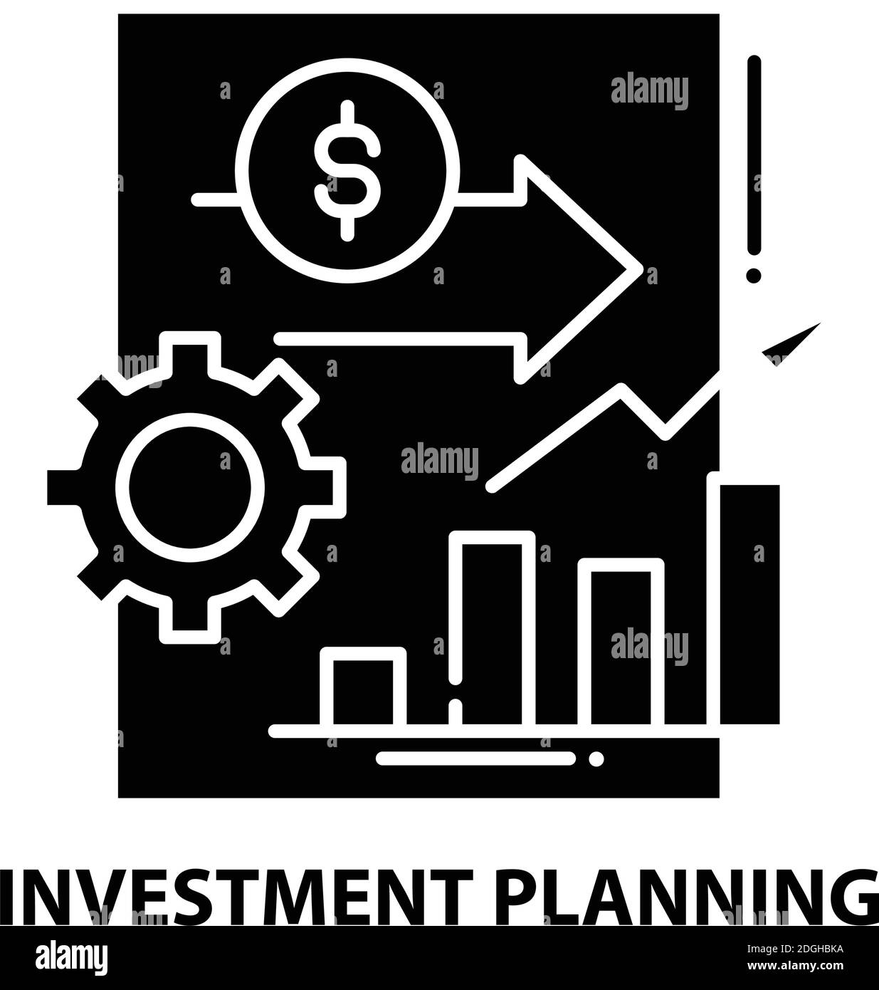 Symbol Investitionsplanung, schwarzes Vektorzeichen mit editierbaren Konturen, Konzeptdarstellung Stock Vektor