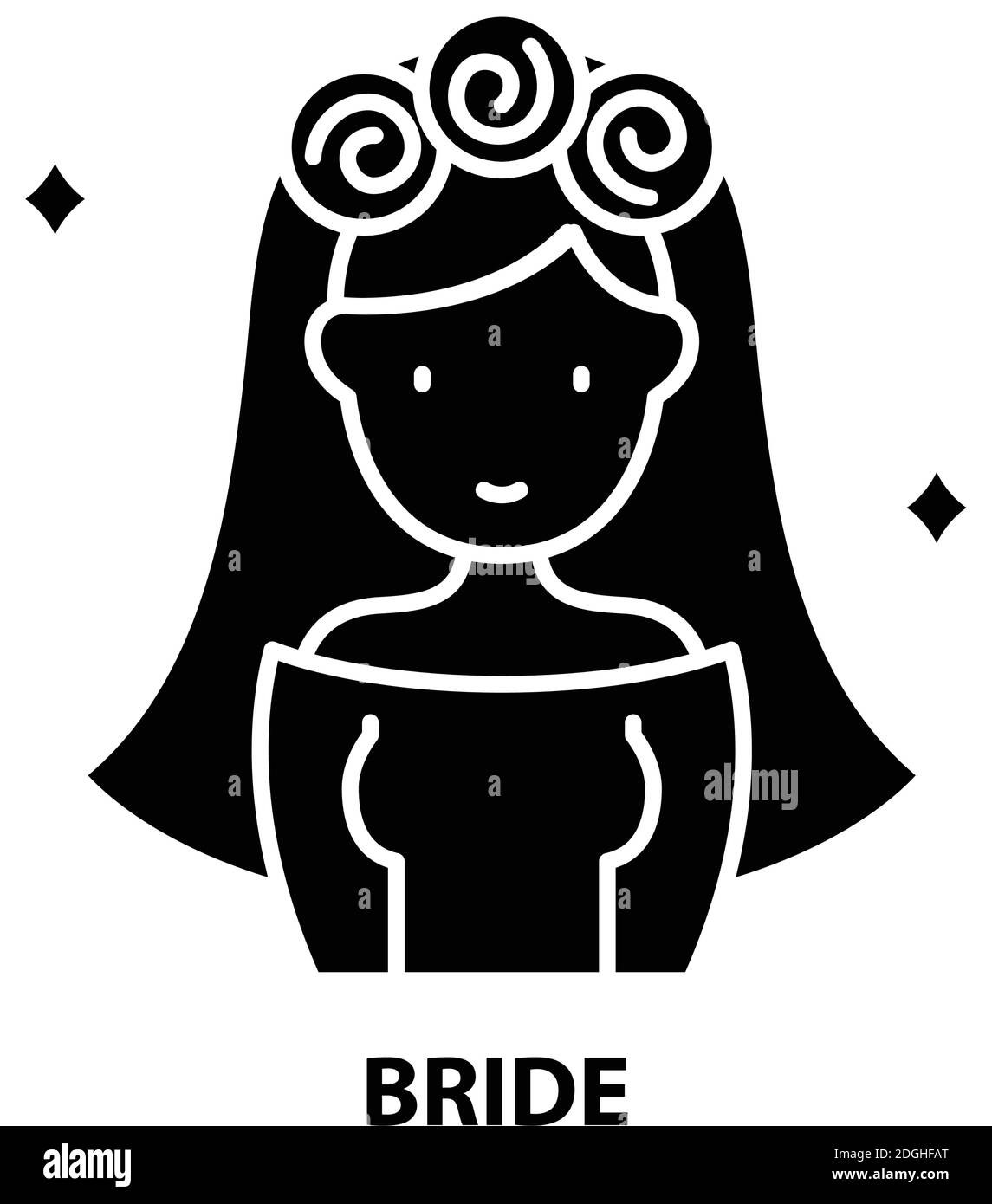 Symbol Braut, schwarzes Vektorzeichen mit editierbaren Striche, Konzeptdarstellung Stock Vektor