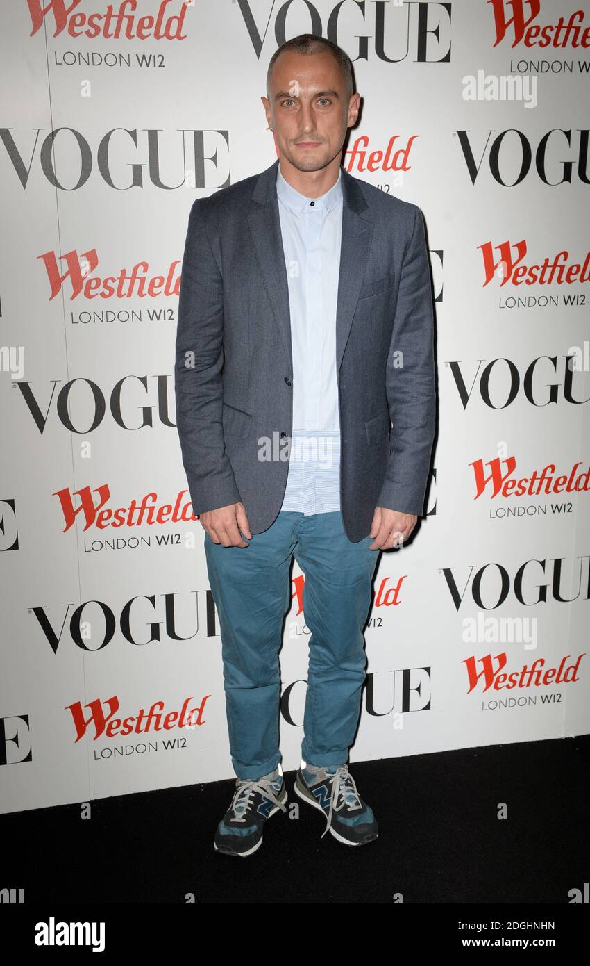 Richard Nicoll nimmt an der Eröffnung des Vogue Pop Up Clubs Teil, als Teil der Feierlichkeiten zum 5. Geburtstag von Westfield London in Westfield, London. Stockfoto