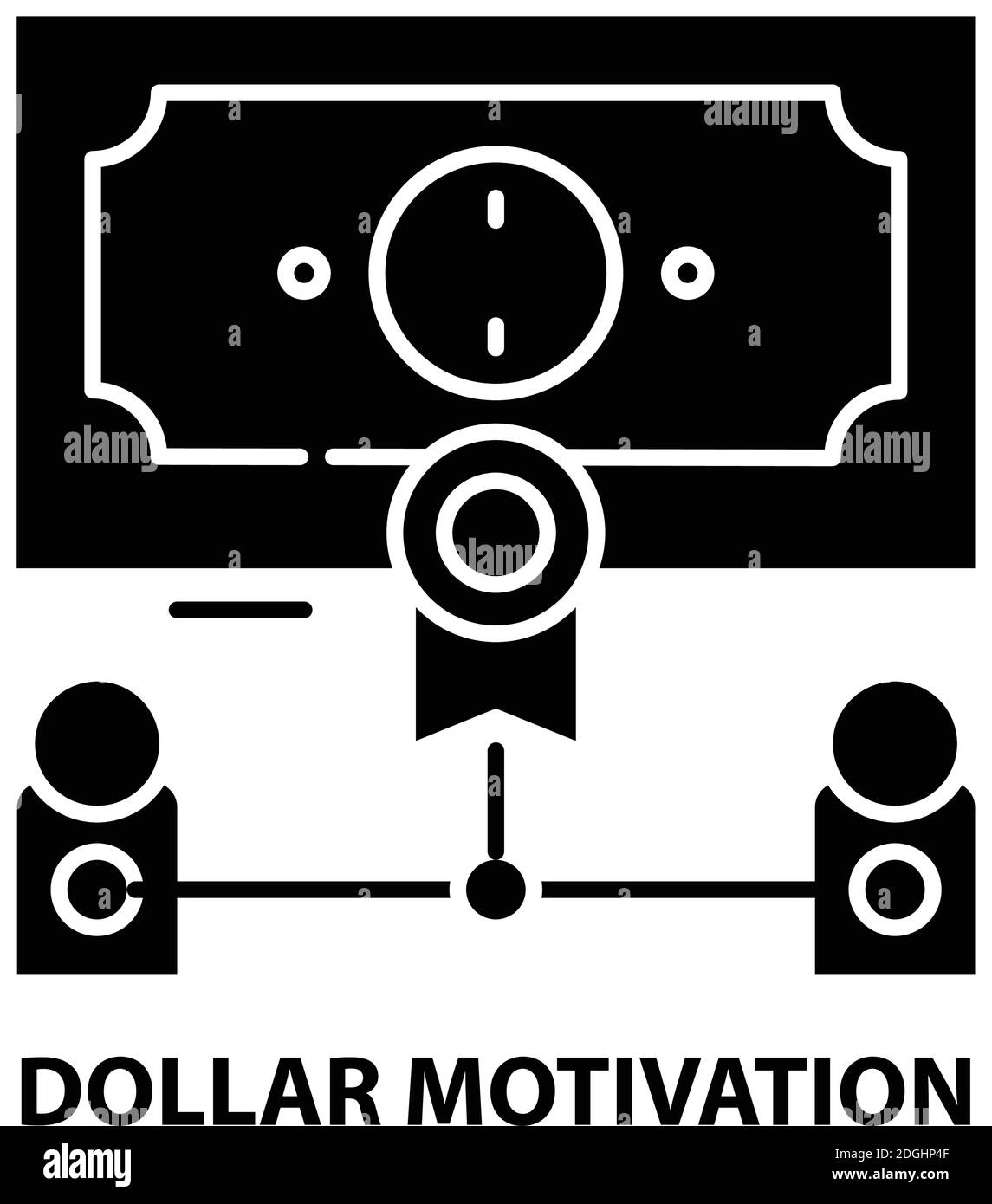 Dollar-Motivations-Symbol, schwarzes Vektorzeichen mit editierbaren Striche, Konzeptdarstellung Stock Vektor