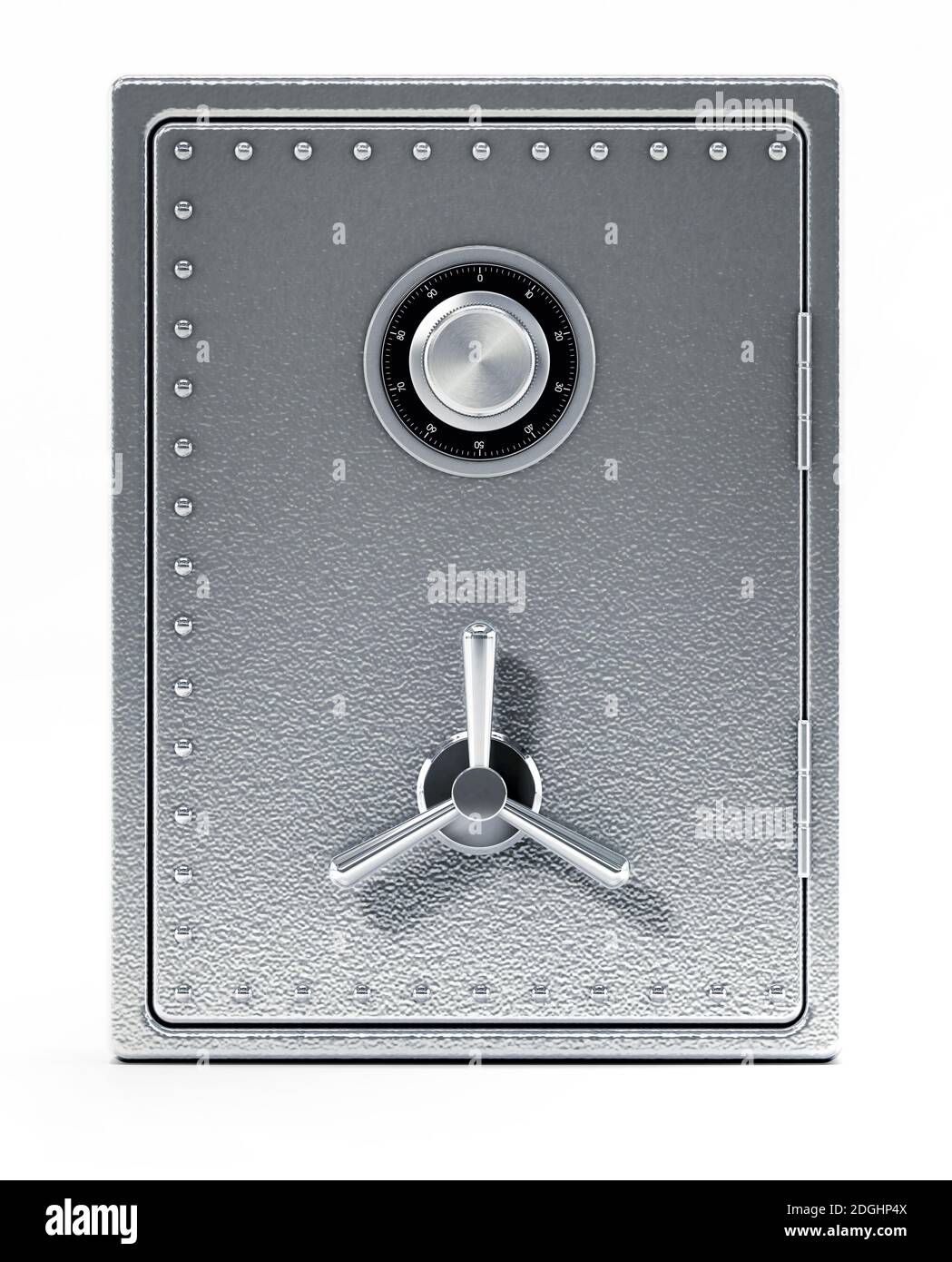 Stahl sicher isoliert auf weißem Hintergrund. 3D-Illustration. Stockfoto