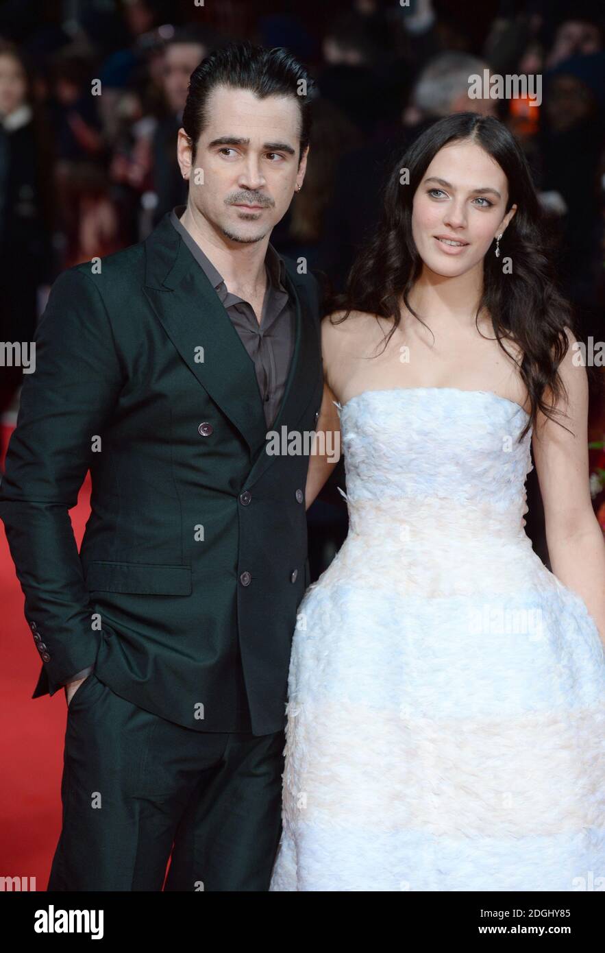 Colin Farrell und Jessica Brown Findlay bei der PREMIERE VON A New York Winters Tale, Kensington Odeon Cinema, London. Stockfoto