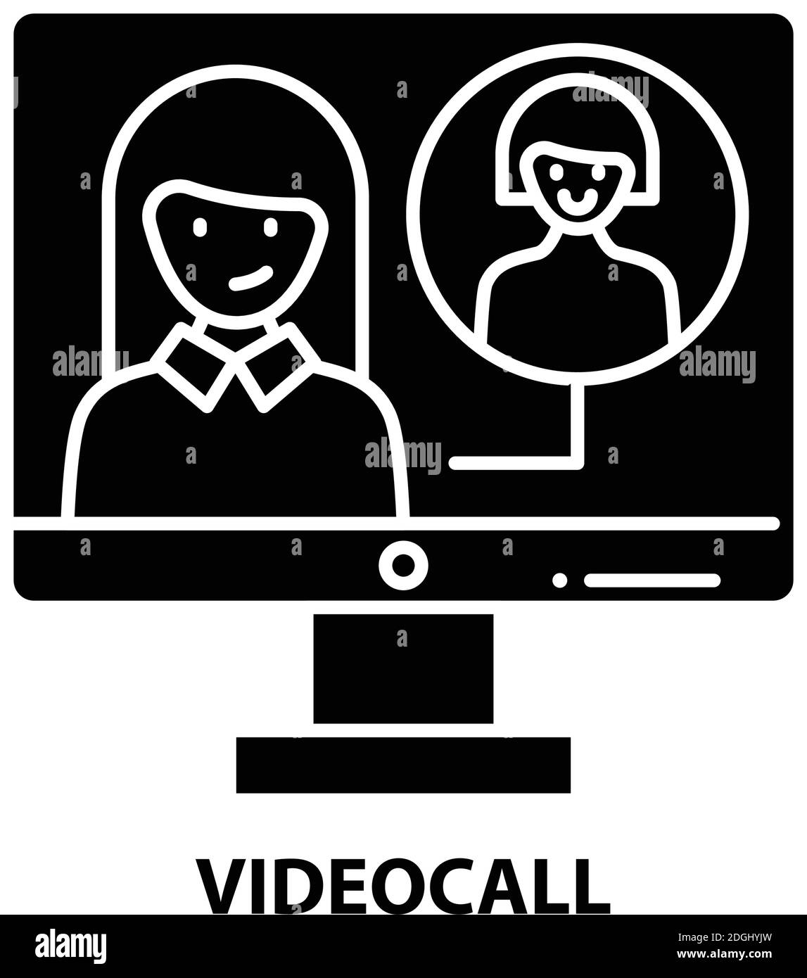 Videocall-Symbol, schwarzes Vektorzeichen mit editierbaren Konturen, Konzeptdarstellung Stock Vektor