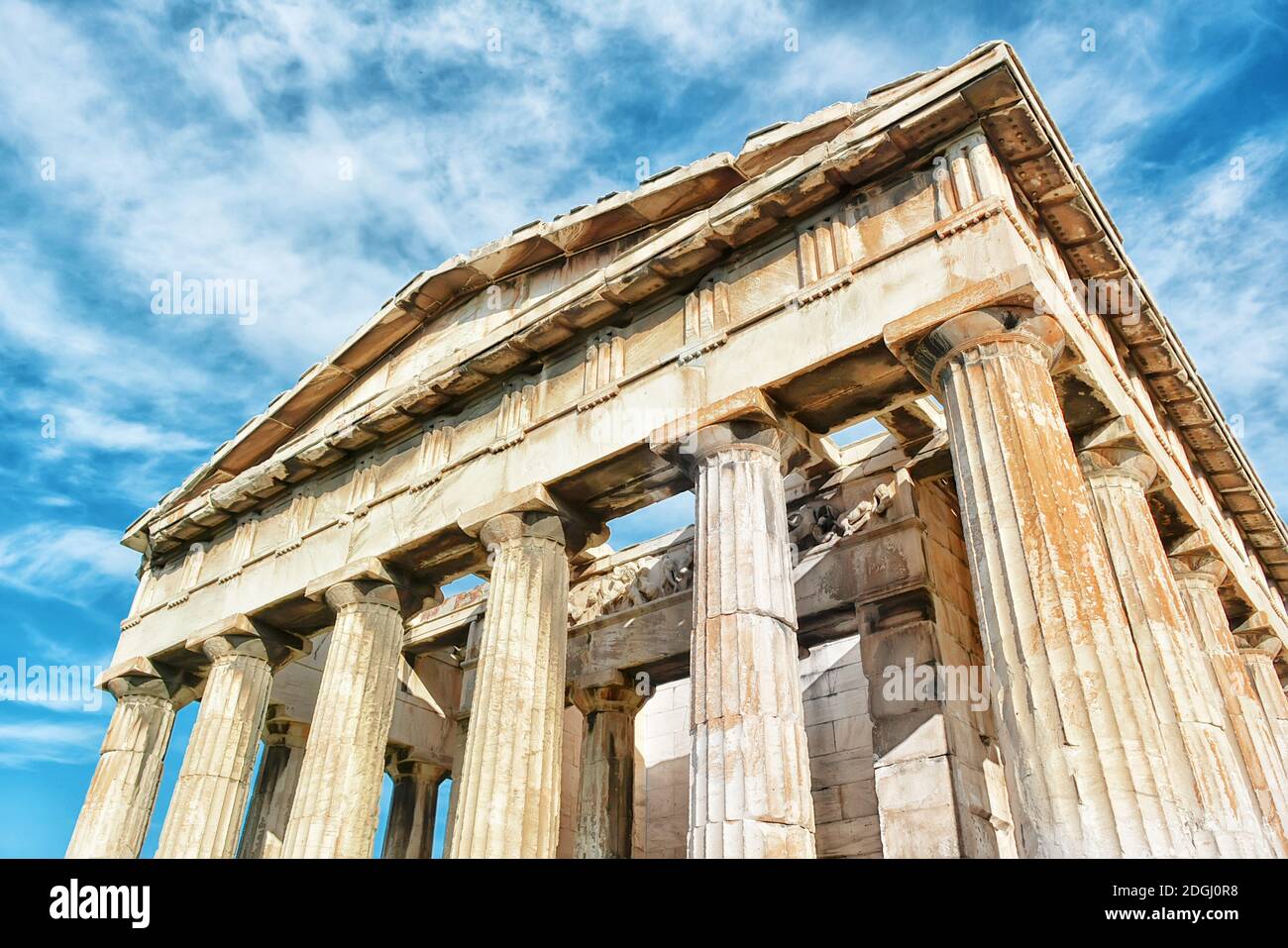 Der Tempel des Hephaestus in Athen, archaische Ruinen in Griechenland. Stockfoto